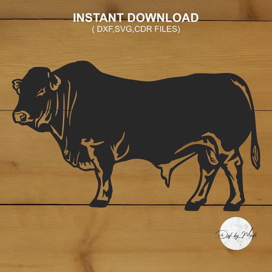 Bull SVG DXF Cdr File | Farm Animal Silhouette Wall Art for CNC Laser Cut Plasma