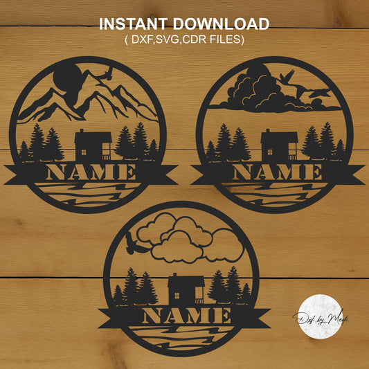 Personalized house cabin Outdoor Monogram pack - DXF SVG File for Cnc plasma laser Cutting