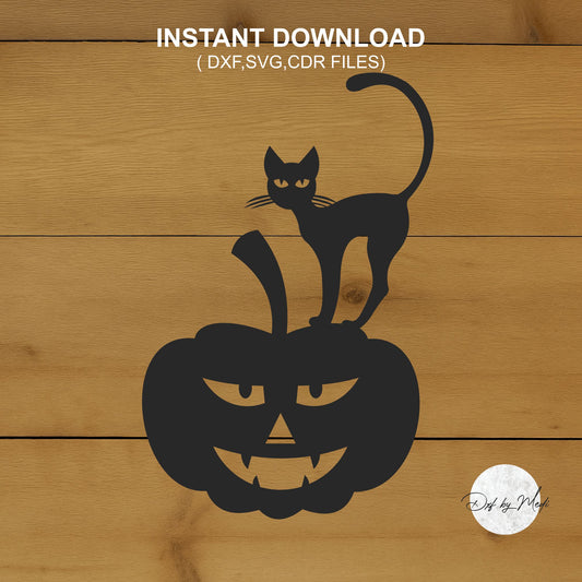 Cat on Jack in svg, Halloween Door Hanger svg, Spooky decor sign svg,  Halloween Laser Cut Files, Halloween dxf,  cnc plasma, laser cut file