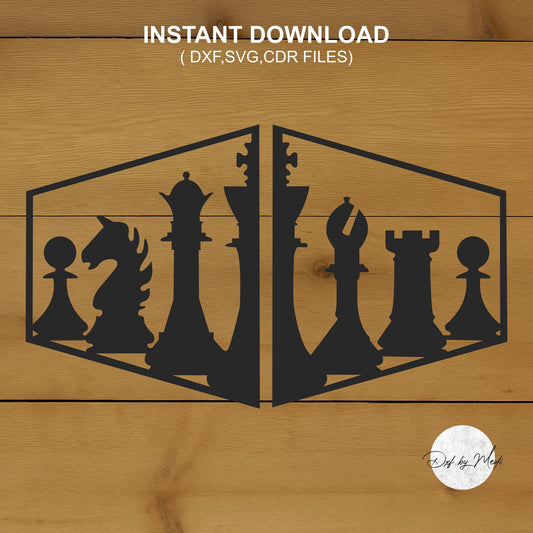 Chess Enthusiast Wall Decor DXF & SVG Files - Perfect for Laser Cut, Waterjet, and Plasma Cutting