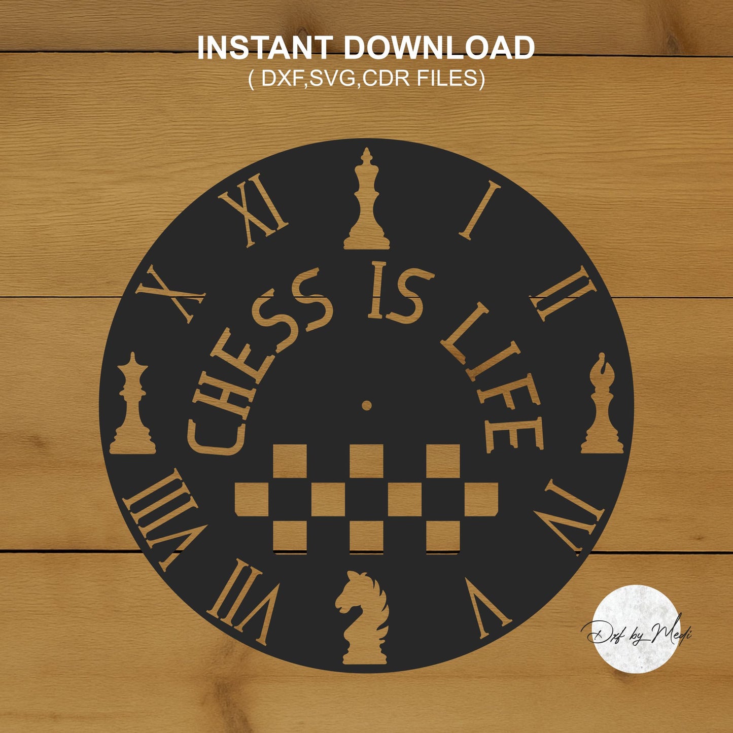 Life is Chess Wall Clock DXF File for Laser and Plasma Cnc Cutting - DXF SVG files Ready to cut - clipart file