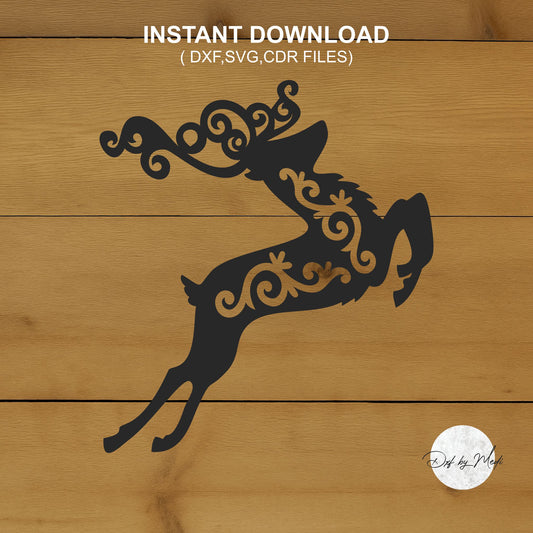 Christmas deer - DXF SVG files for Plasma Cnc Laser Waterjet Ready to cut clipart file