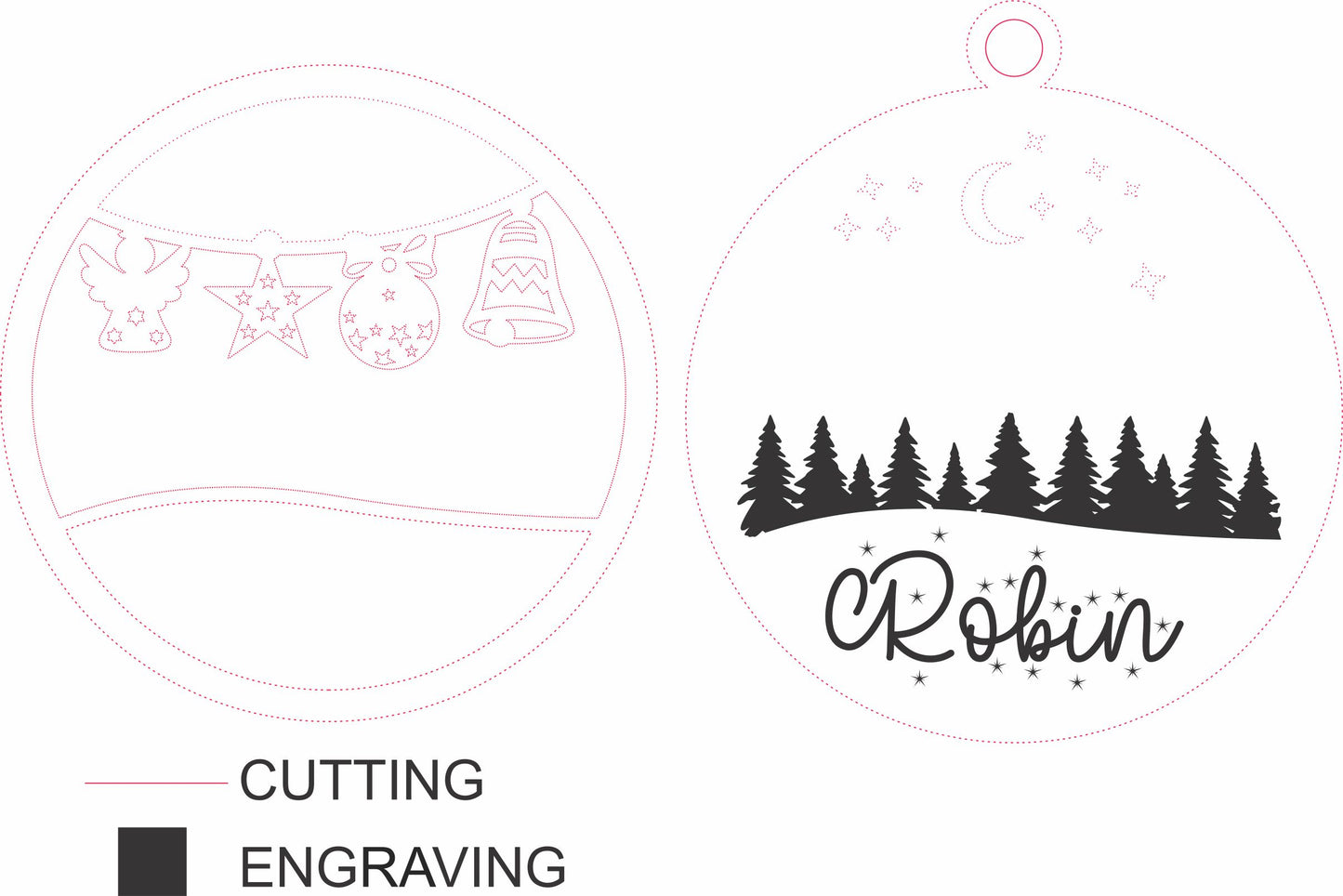 Personalized Christmas Ornament Bundle of 4 SVG DXF CDR Files