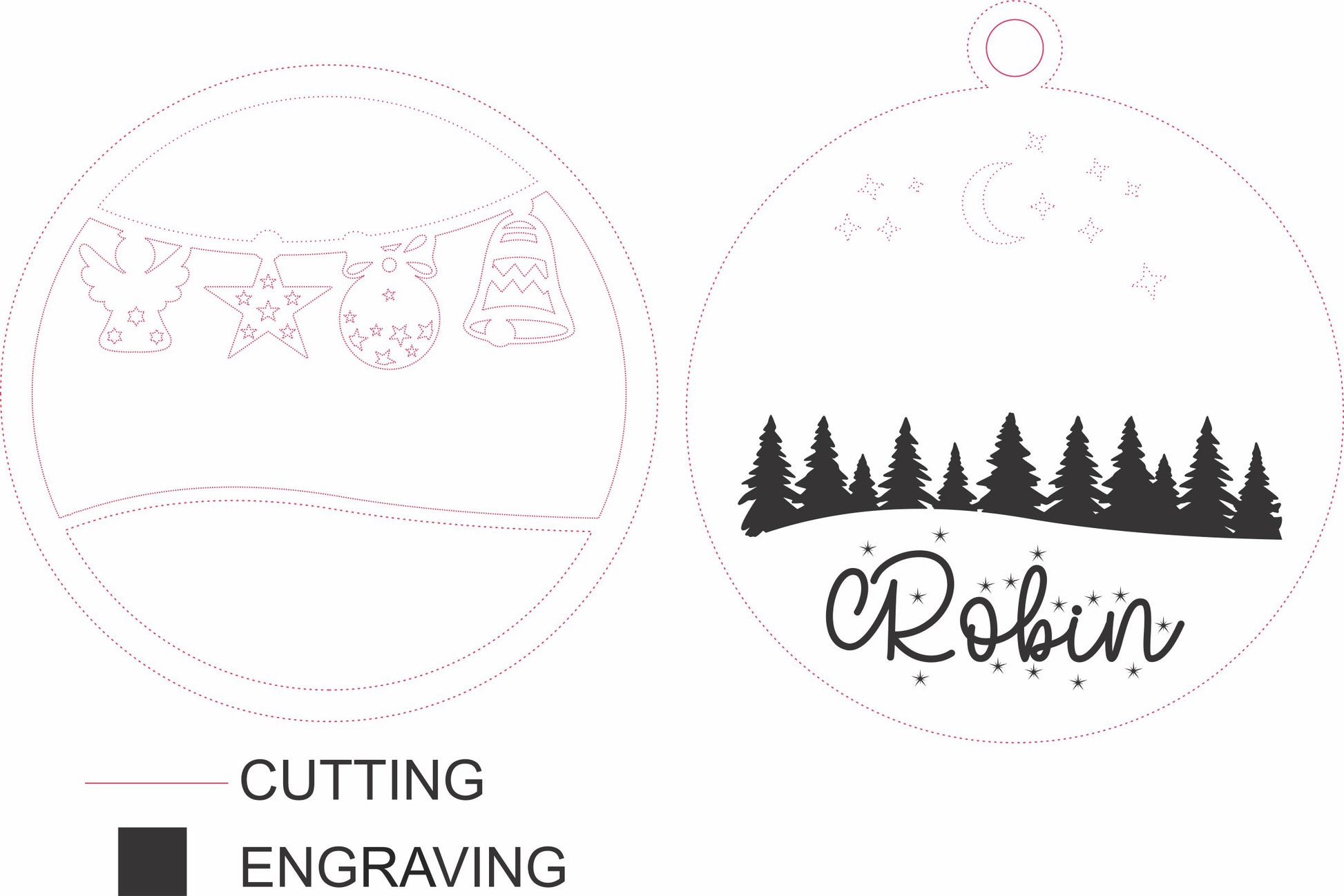 Personalized Christmas Ornament Bundle of 4 SVG DXF CDR Files