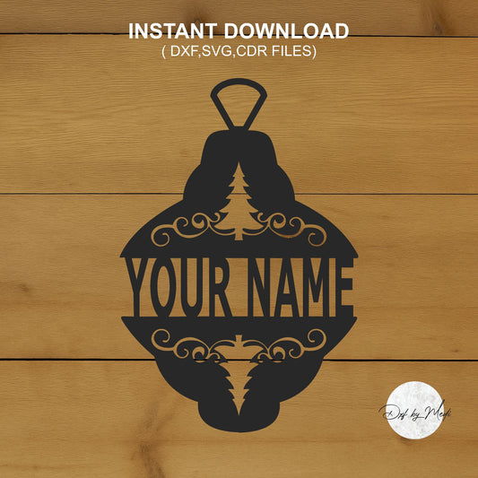 christmas ornament monogram- DXF SVG files for Plasma Cnc Laser Waterjet Ready to cut clipart file