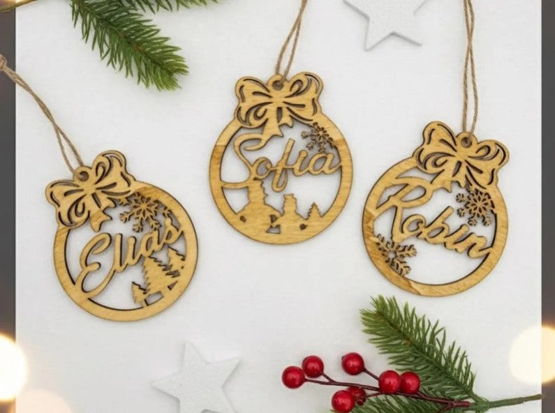 Christmas Ornament with Custom Name SVG DXF