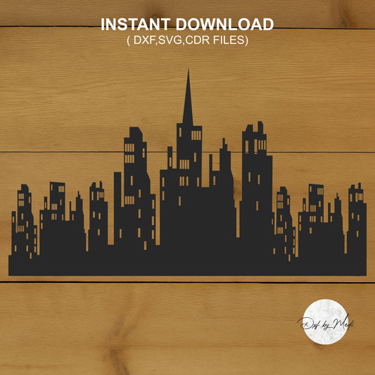 Cityscape City Building Skyline Dxf Svg File for CNC plasma Laser cut - ready to cut files - Urban Decor & DIY Projects