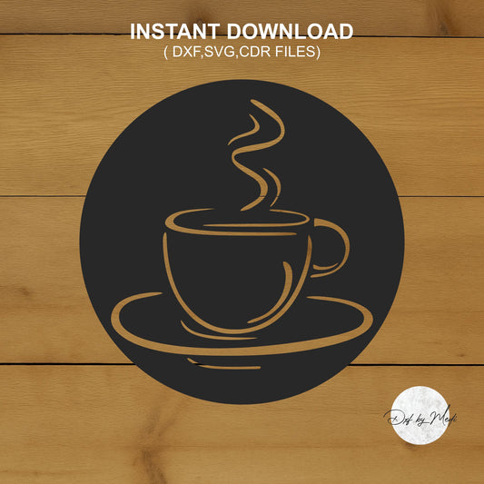 Coffee Cup Design - Ready to Cut for Laser, Plasma, CNC Machines - DXF SVG files