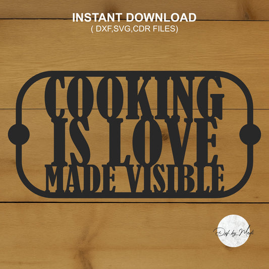 Cooking is love kitchen wall sign- DXF SVG files for Plasma Cnc Laser Waterjet Ready to cut clipart file