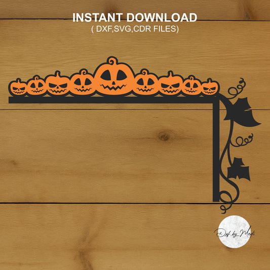 Door Corner Halloween, multilayers, Spooky decor sign svg,  pumpkins Halloween Laser Cut Files, Halloween dxf, cnc plasma, laser cut file