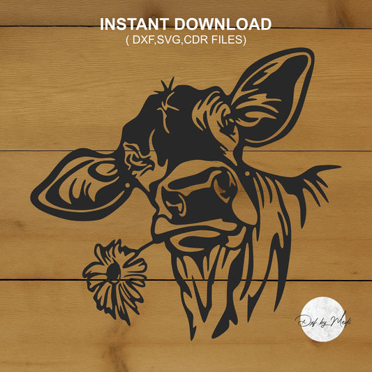 Cow with flower Tree Stake DXF svg Files - Instant Download for Laser, Plasma, Waterjet Cutting