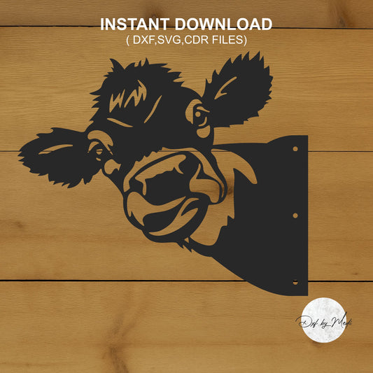 Peeking Cow Tree Stake DXF svg Files - Instant Download for Laser, Plasma, Waterjet Cutting