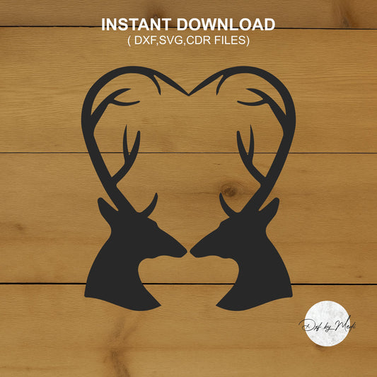 Deer love art - DXF SVG files for Plasma Cnc Laser Waterjet Ready to cut clipart file