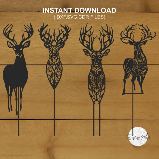 Deer Garden Stake Pack DXF & SVG Files - Perfect for CNC, Laser Cutting, and Waterjet - ready to cut