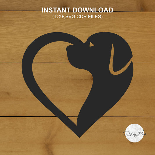 Dog heart sign - DXF SVG files for Plasma Cnc Laser Waterjet Ready to cut clipart file