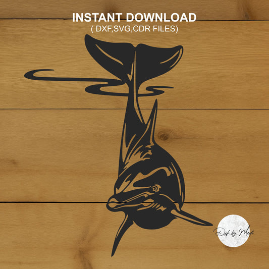 Dolphin and Squid Scene Wall Art | DXF SVG File for CNC Plasma, Laser, and Waterjet Cutting