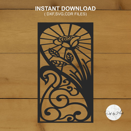 Door Pattern DXF SVG files - flower ready to cut