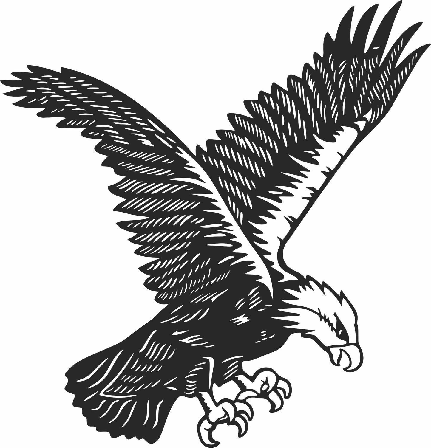 Bald Eagle Laser Cut Design – Flying Eagle SVG DXF CDR Digital File