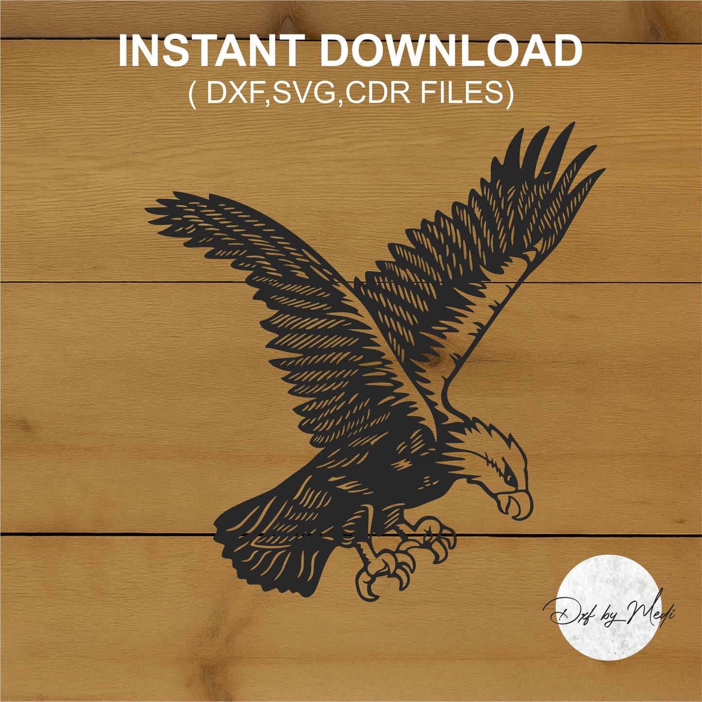Bald Eagle Laser Cut Design – Flying Eagle SVG DXF CDR Digital File