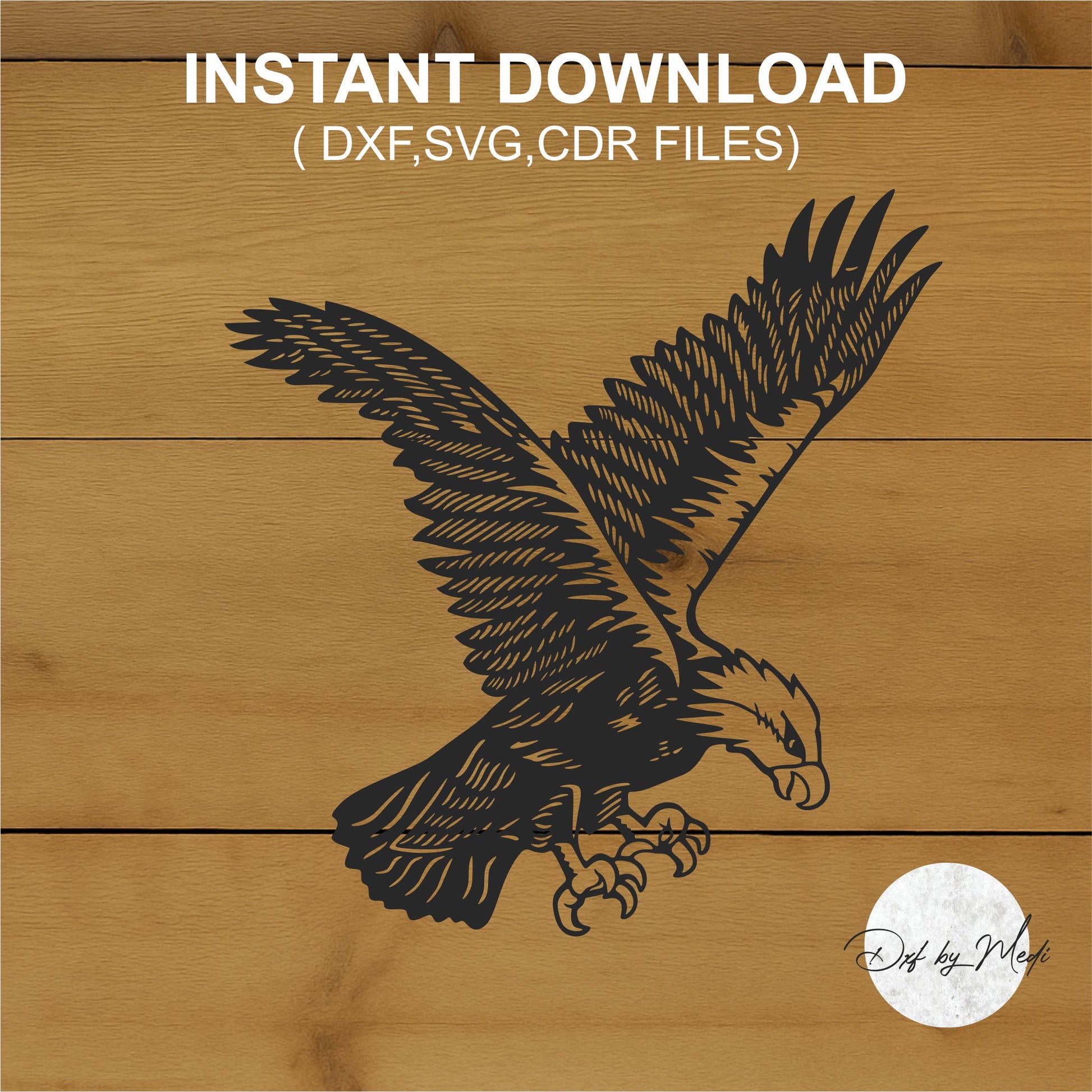 Bald Eagle Laser Cut Design – Flying Eagle SVG DXF CDR Digital File