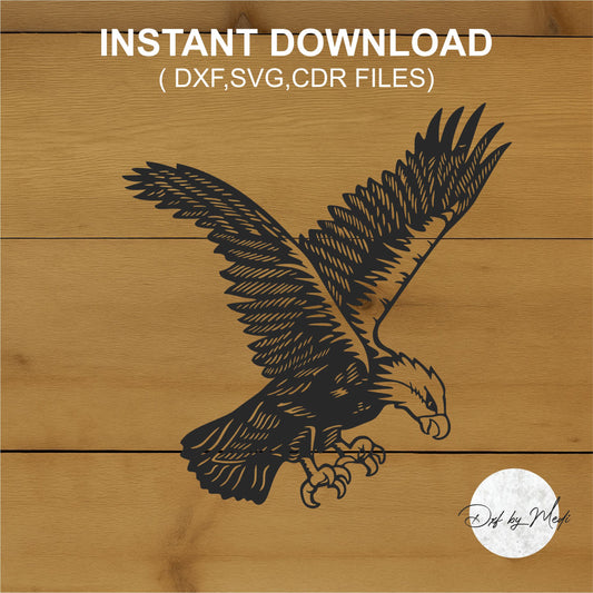 Bald Eagle Laser Cut Design – Flying Eagle SVG DXF CDR Digital File
