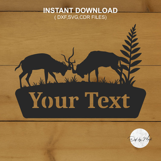 Custom Fighting Elk Sign Hunting Lodge Wall Art DXF, SVG, CDR Files