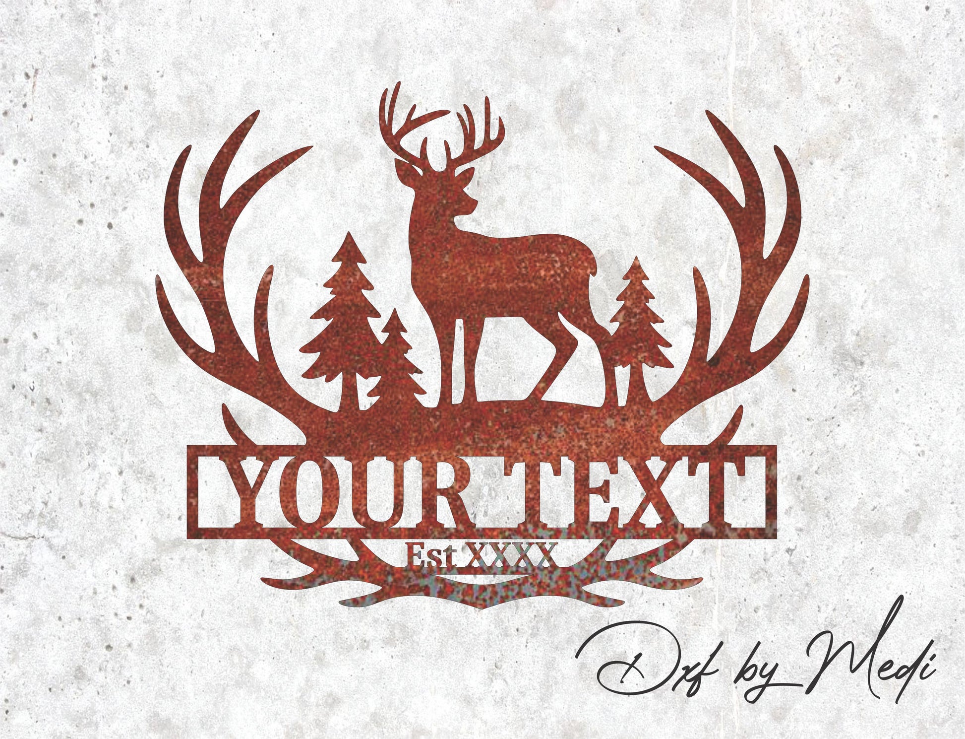Elk Antler Monogram - Custom Deer Sign SVG DXF Laser Cut File