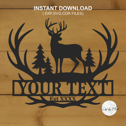 Elk Antler Monogram - Custom Deer Sign SVG DXF Laser Cut File