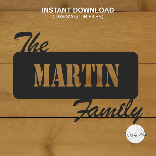Personalized Monogram with Custom Family Name DXF Cut File for Laser and Plasma Cnc Cutting  - DXF SVG files Ready to cut