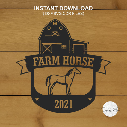 Farm Horse - DXF SVG files for Plasma Cnc Laser Waterjet Ready to cut clipart file