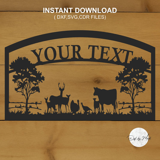 Personalized Deer Scene DXF SVG Files - Rustic Farm and Outdoor Metal Art Templates
