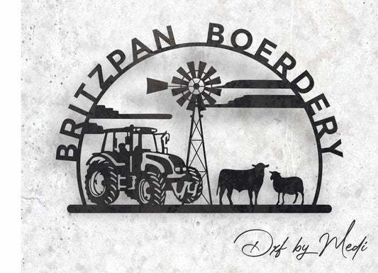 Personalized Farm Sign with Tractor and Cows – SVG & DXF Files for Laser Cutting