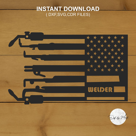 American flag Welder DXF svg Files - Instant Download for Laser, Plasma, Waterjet Cutting, ready to cut