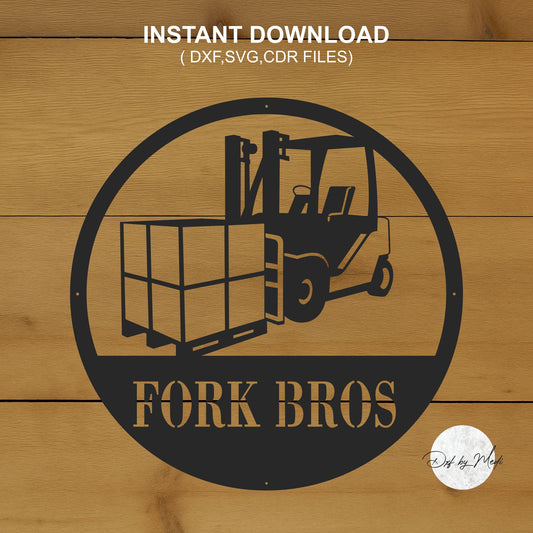 Personalized Forklift Monogram Sign - DXF SVG files for Plasma Cnc Laser Waterjet Ready to cut- dxf File for DIY Projects