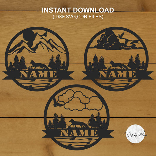 Personalized fox Outdoor Monogram pack - DXF SVG File for Cnc plasma laser Cutting