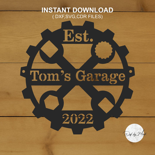Personalized Monogram Garage Sign  - DXF SVG files for Plasma Cnc Laser Waterjet Ready to cut