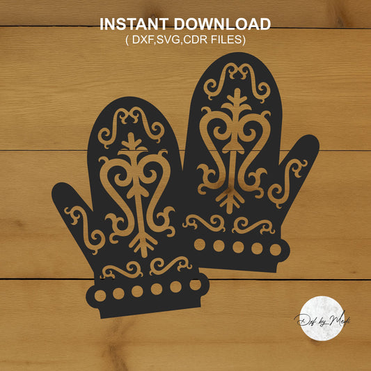 Christmas ornaments gloves - DXF SVG files for Plasma Cnc Laser Waterjet Ready to cut clipart file
