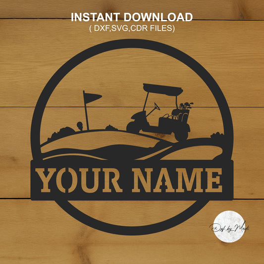 Golf Buggy Monogram Wall Art | DXF SVG File for CNC Plasma, Laser, and Waterjet Cutting
