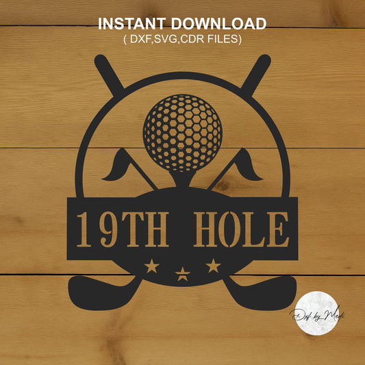 Golf Monogram sign with custom name- dxf files for cnc plasma- monogram wall art - laser cut files- svg design for laser