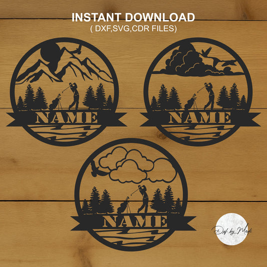 Golf Man outdoor monogram pack - DXF SVG File for Cnc plasma laser Cutting - gift for him for her