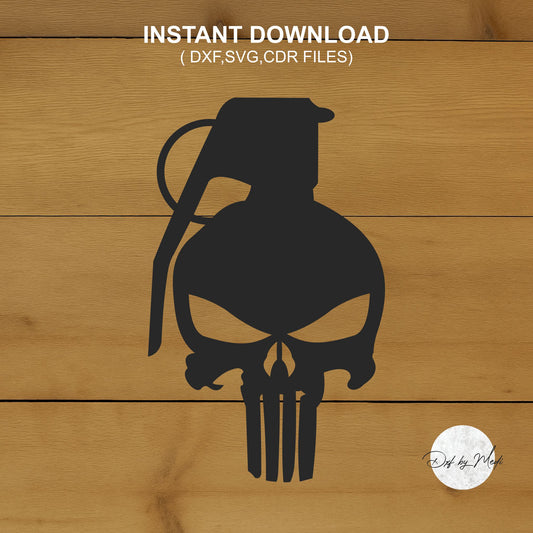 Hand Grenade Skull DXF SVG File for Cnc plasma laser Cutting - Coastal Decor & DIY Projects