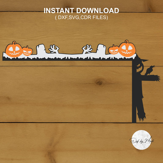Door Corner Halloween, multilayers, Spooky decor sign svg,  pumpkin Halloween Laser Cut Files, Halloween dxf, cnc plasma, laser cut file