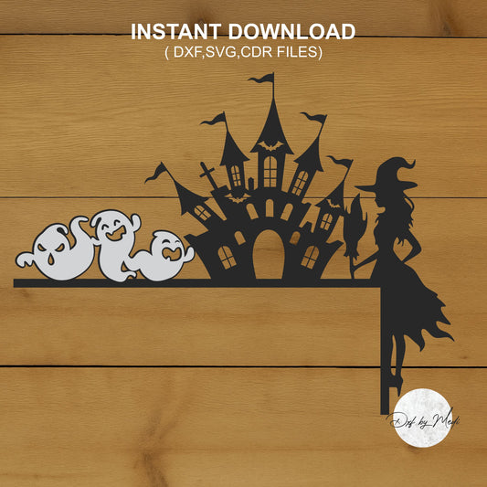 Door Corner Halloween, multilayers, Spooky decor sign svg,  witch Halloween Laser Cut Files, Halloween dxf, cnc plasma, laser cut file