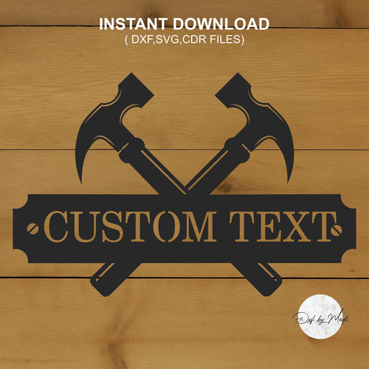 Hammer Monogram sign - DXF SVG files for Plasma Cnc Laser Waterjet Ready to cut - man cave signs