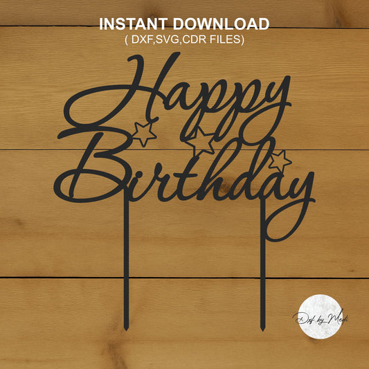 Happy birthday cake stake- DXF SVG files for Plasma Cnc Laser Waterjet Ready to cut clipart file