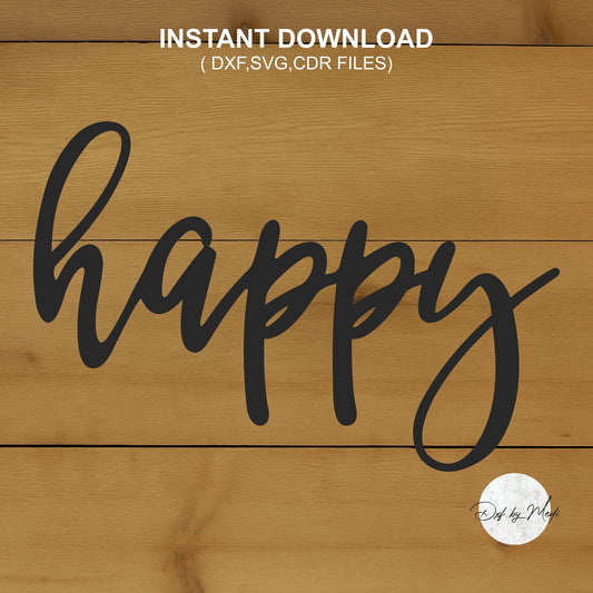 Happy Wall Art DXF Cut File for Laser and Plasma Cnc Cutting - DXF SVG files Ready to cut