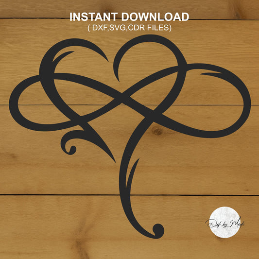 Infinity Heart  Valentines gift-  love sign - DXF SVG File for CNC Plasma, Laser, and Waterjet Cutting Ready to cut