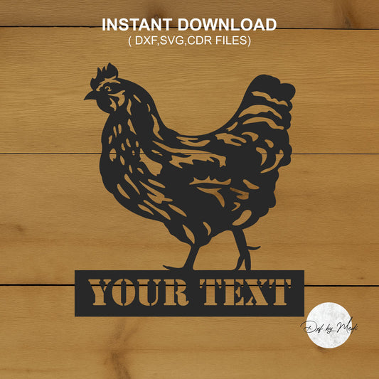 Custom Hen Sign SVG DXF Cdr File | Farm Chicken Wall Art