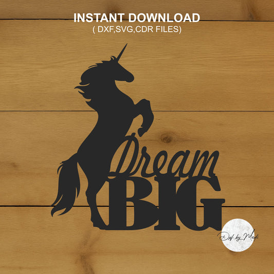 Dream Big Horse Sign DXF Cut File for Laser and Plasma Cnc Cutting - DXF SVG files Ready to cut