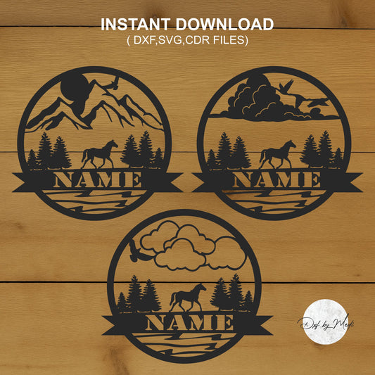 Personalized Horse Outdoor Monogram pack - DXF SVG File for Cnc plasma laser Cutting